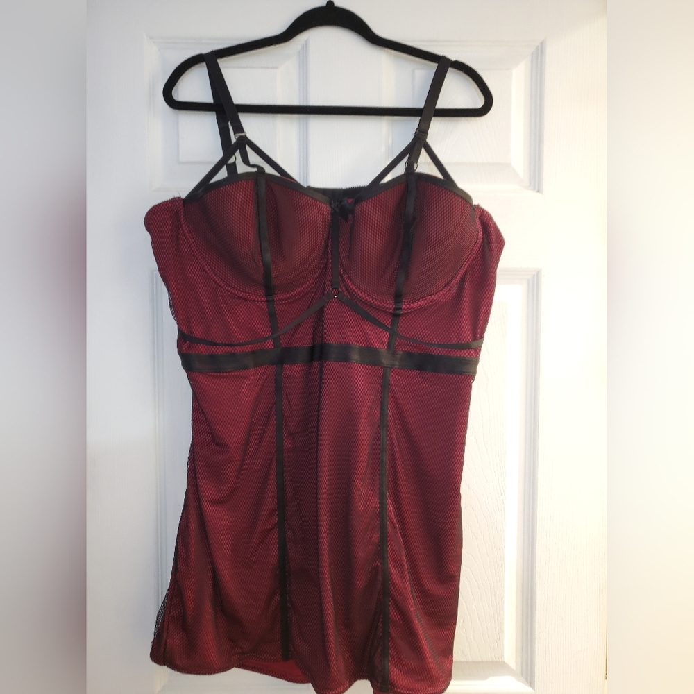 Torrid Black and Red Mesh Bustier